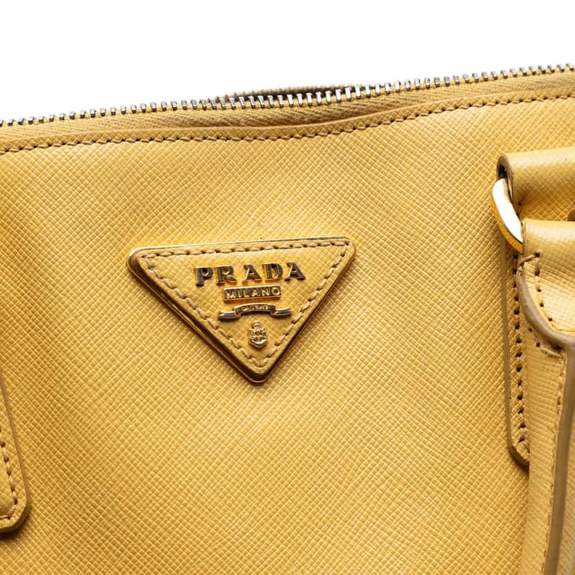 Prada Large Saffiano Lux Promenade Satchel Yellow Leather Very good condition - Box View