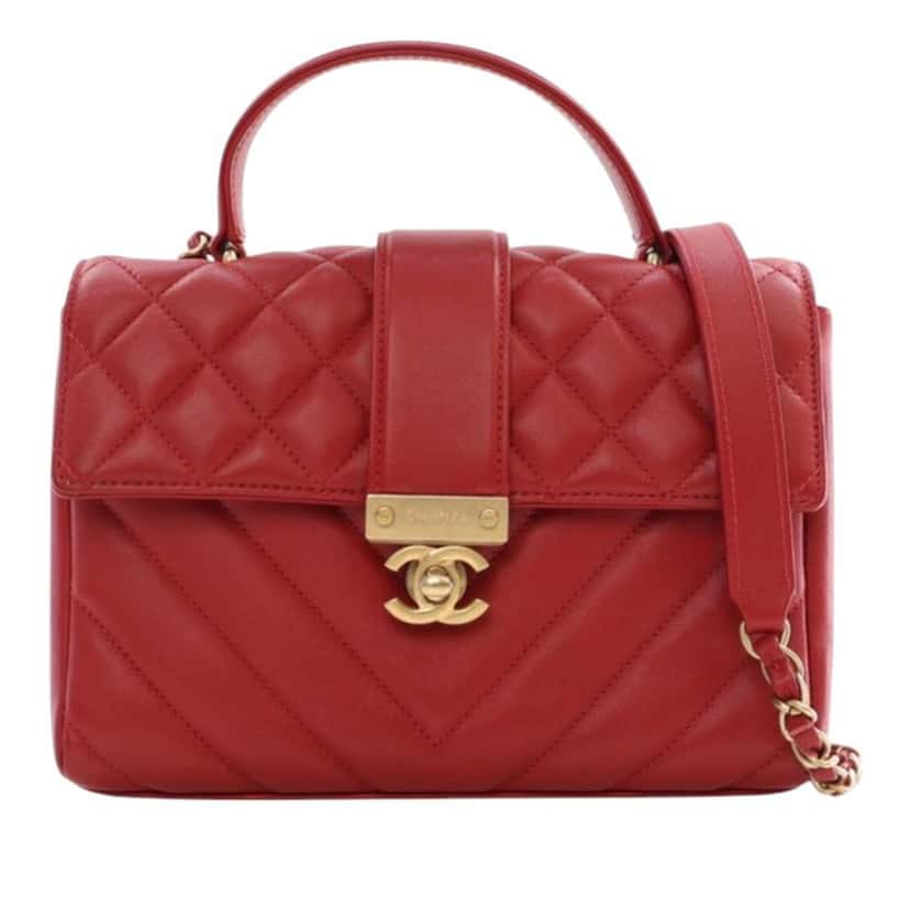 Chanel Small Mixed Quilt Calfskin In The City Top Handle Bag Red Leather Very good condition - Front View