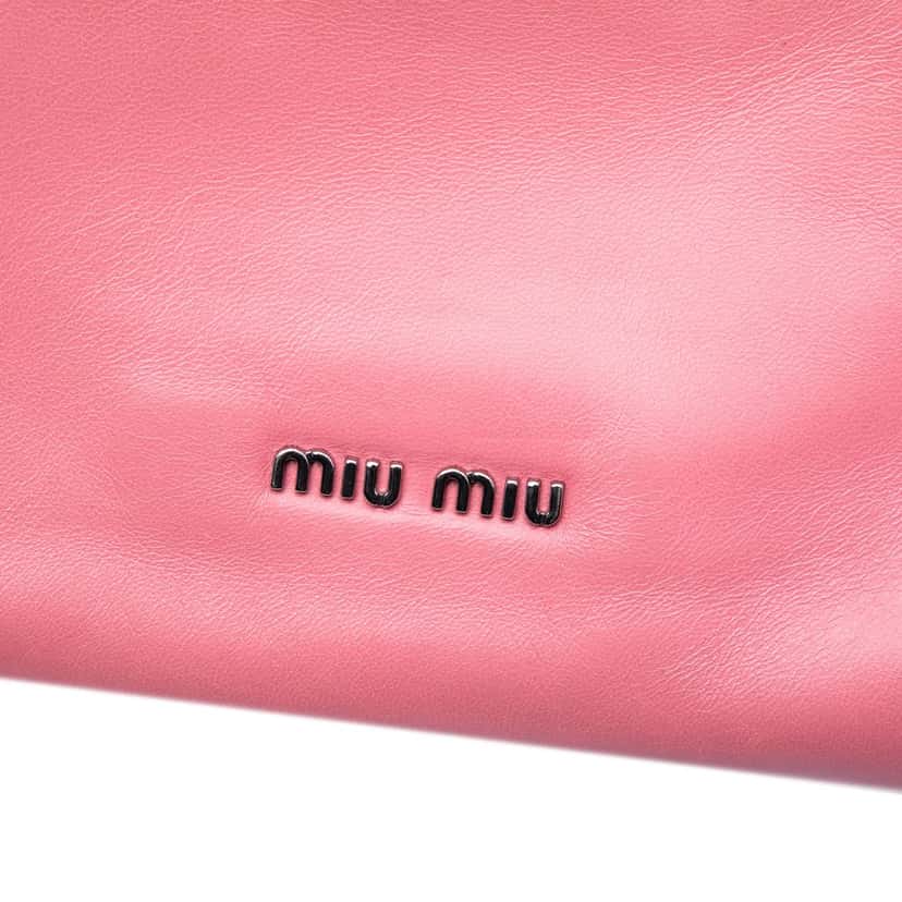 Miu Miu Nappa Grommet Crystal Embellished Clutch Pink Leather Very good condition - Box View