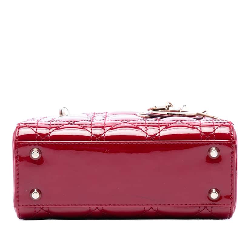 Dior Mini Patent Cannage Lady Dior Red Leather Very good condition - Inside View