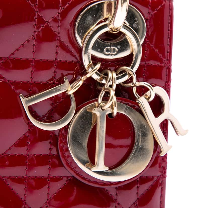 Dior Mini Patent Cannage Lady Dior Red Leather Very good condition - Box View