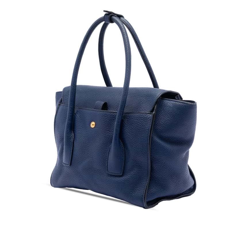 Prada Vitello Daino Sound Lock Satchel Blue Leather Very good condition - Back View