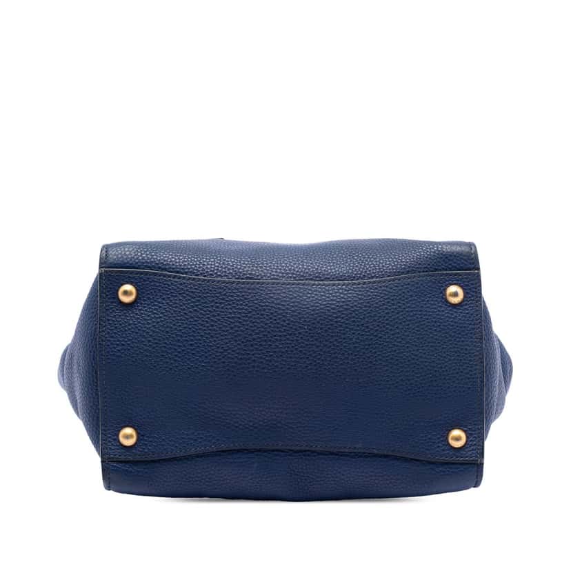 Prada Vitello Daino Sound Lock Satchel Blue Leather Very good condition - Inside View