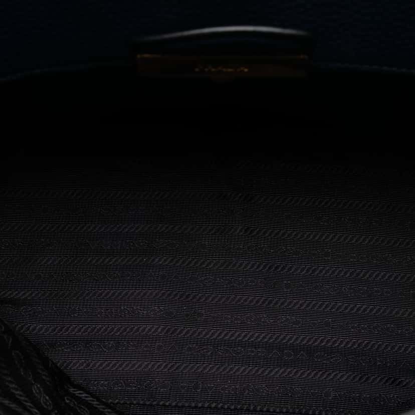 Prada Vitello Daino Sound Lock Satchel Blue Leather Very good condition - Model View