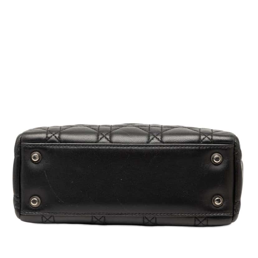 Dior Mini Lambskin Cannage Lady Dior Black Leather Very good condition - Inside View