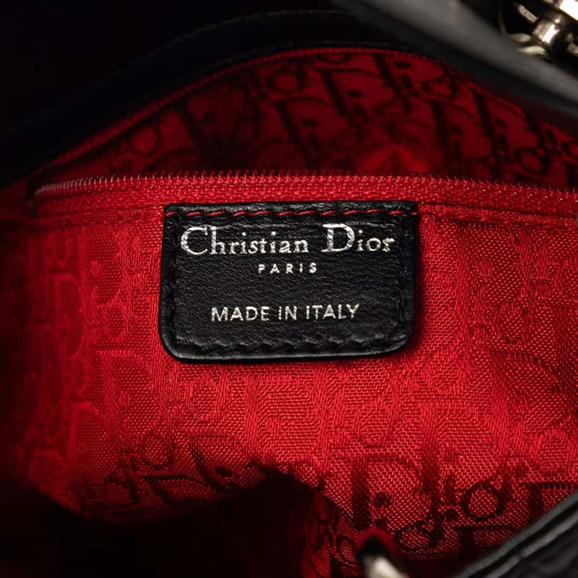 Dior Mini Lambskin Cannage Lady Dior Black Leather Very good condition - Box View