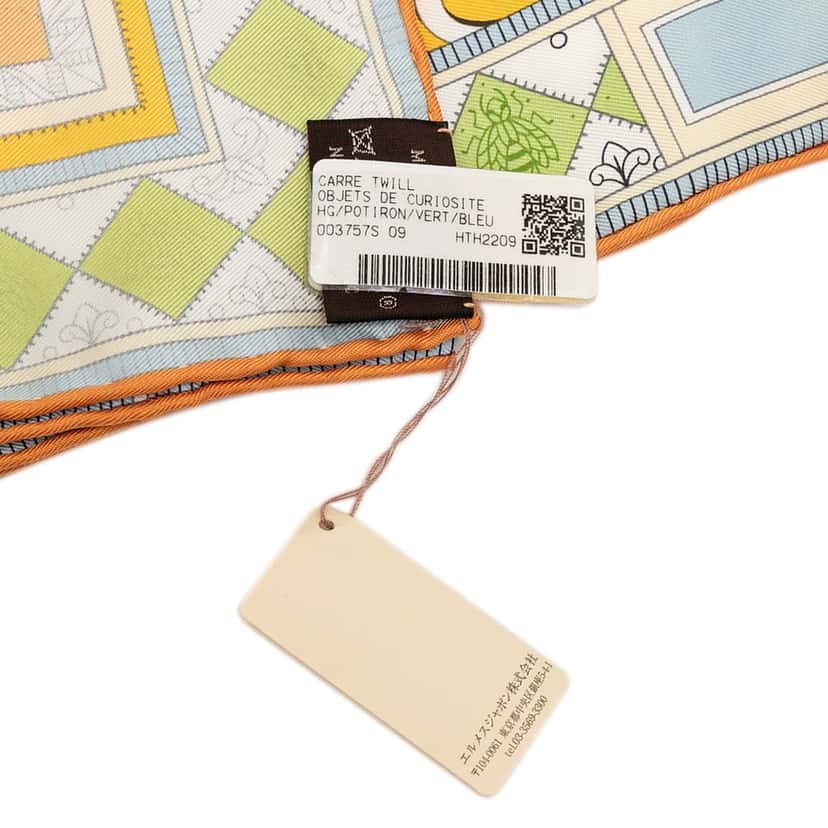 Hermès Objets de Curiosite Silk Scarf 90 Orange Never worn - Back View