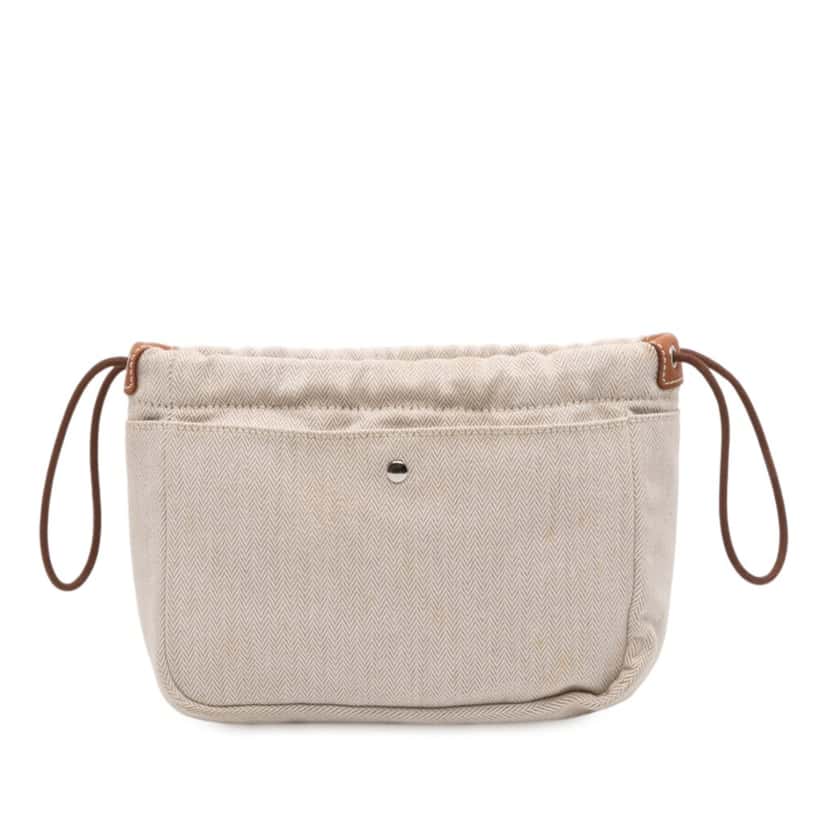 Hermès Toile and Barenia Fourbi 20 Pouch Beige Very good condition - Front View