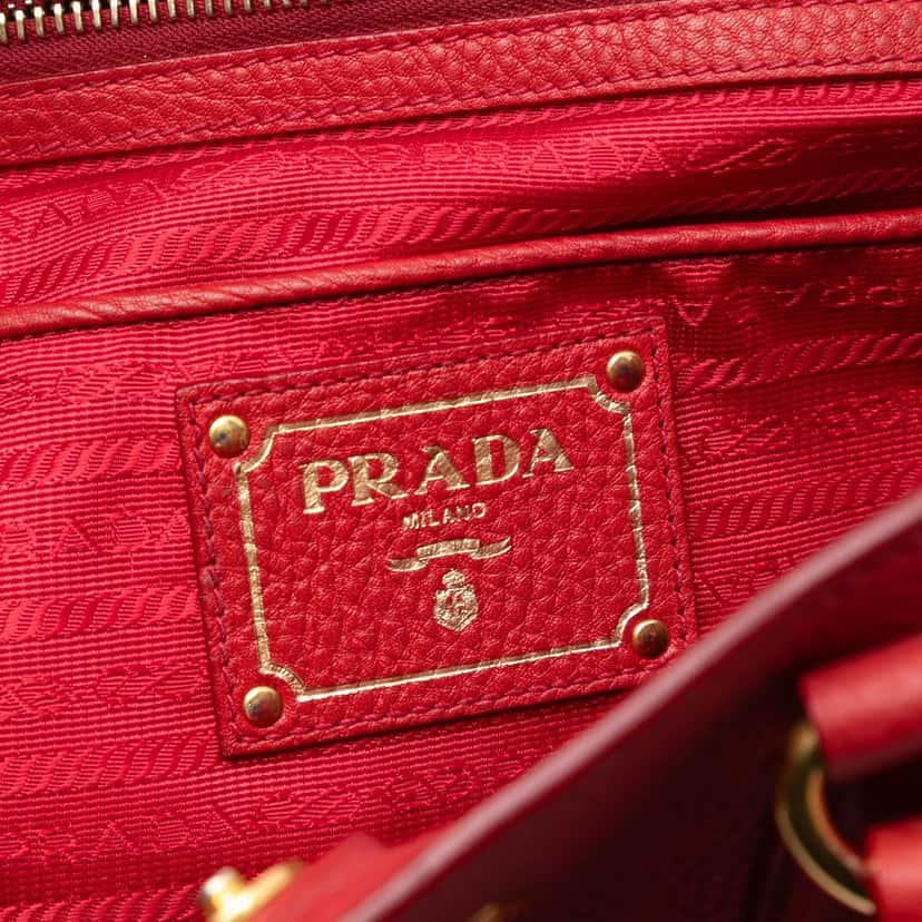 Prada Vitello Daino Open Convertible Tote Red Leather Very good condition - Box View