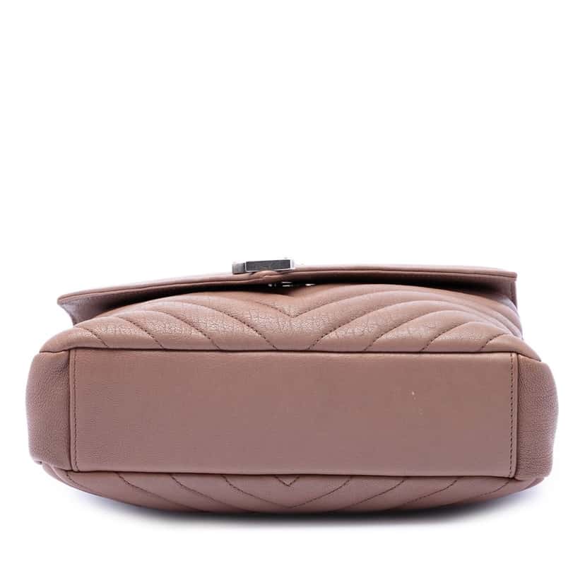 Saint Laurent Medium Chevron Sheepskin Monogram College Satchel Brown Leather Good condition - Inside View