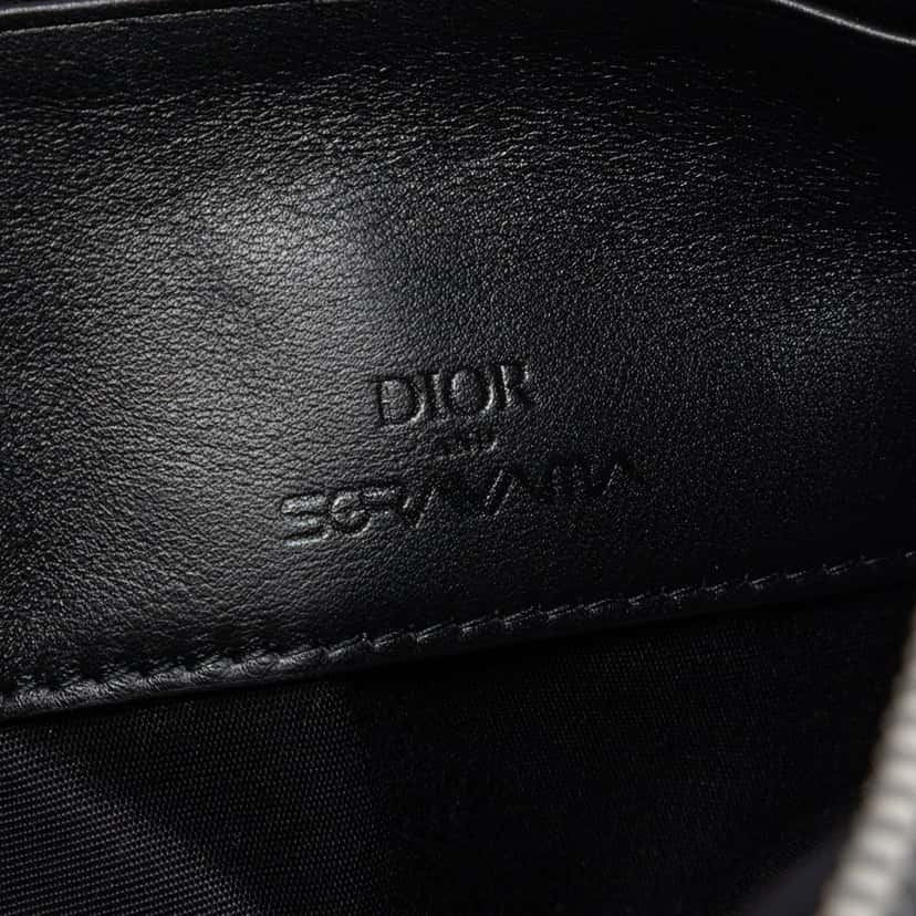 Dior Hajime Sorayama Calfskin Cherry Blossom Dinosaur Print Zip Pouch Black Leather Very good condition - Box View