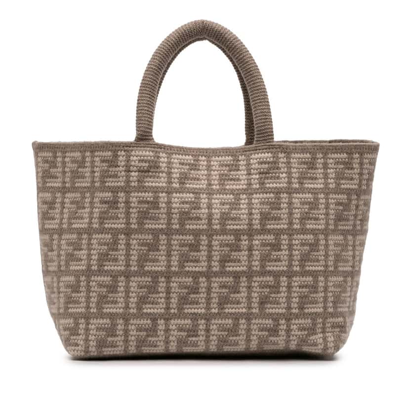 Fendi Large Zucca Cashmere Shopper Tote Brown Very good condition - Front View