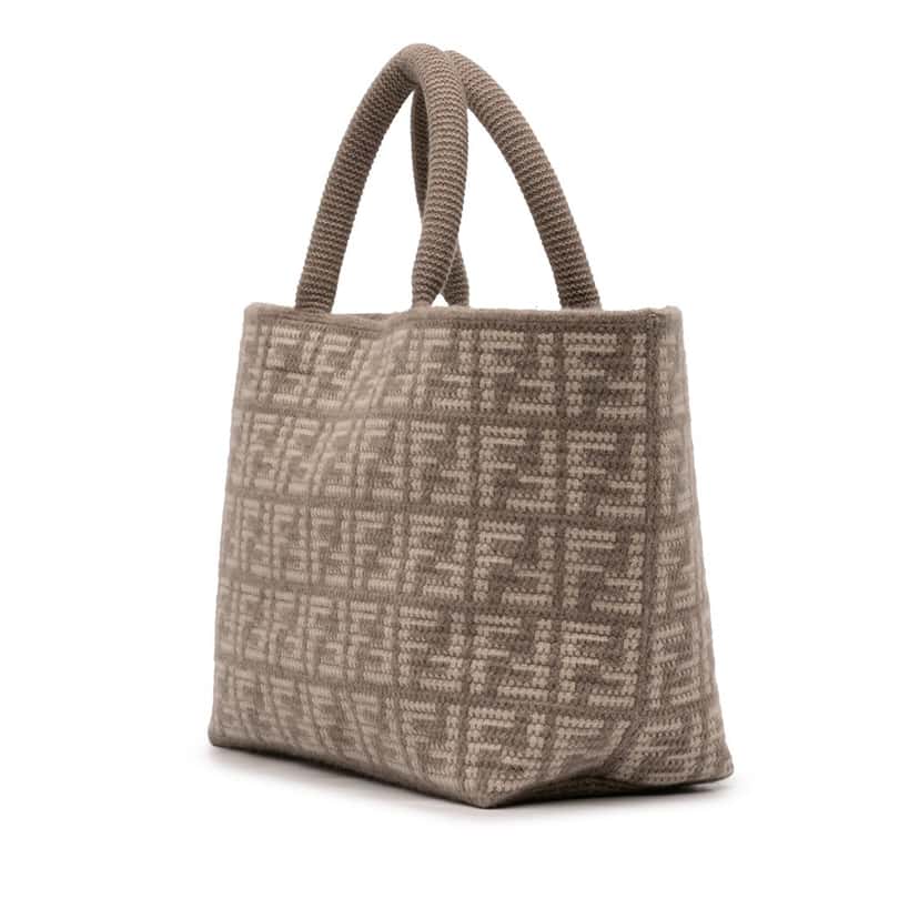 Fendi Large Zucca Cashmere Shopper Tote Brown Very good condition - Back View