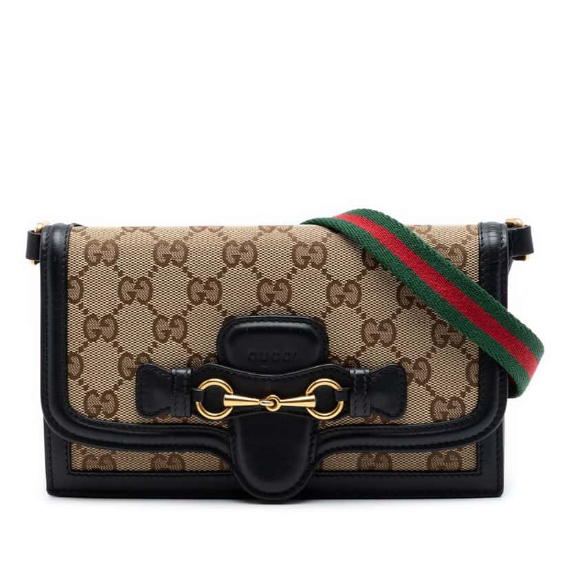 Gucci GG Canvas Lady Web Wallet On Strap Beige Very good condition - Front View