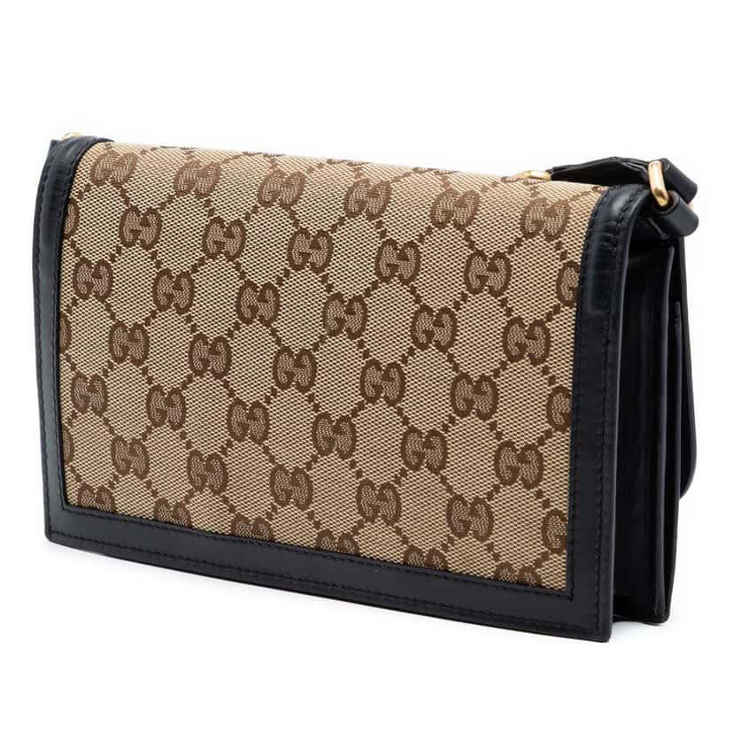 Gucci GG Canvas Lady Web Wallet On Strap Beige Very good condition - Back View