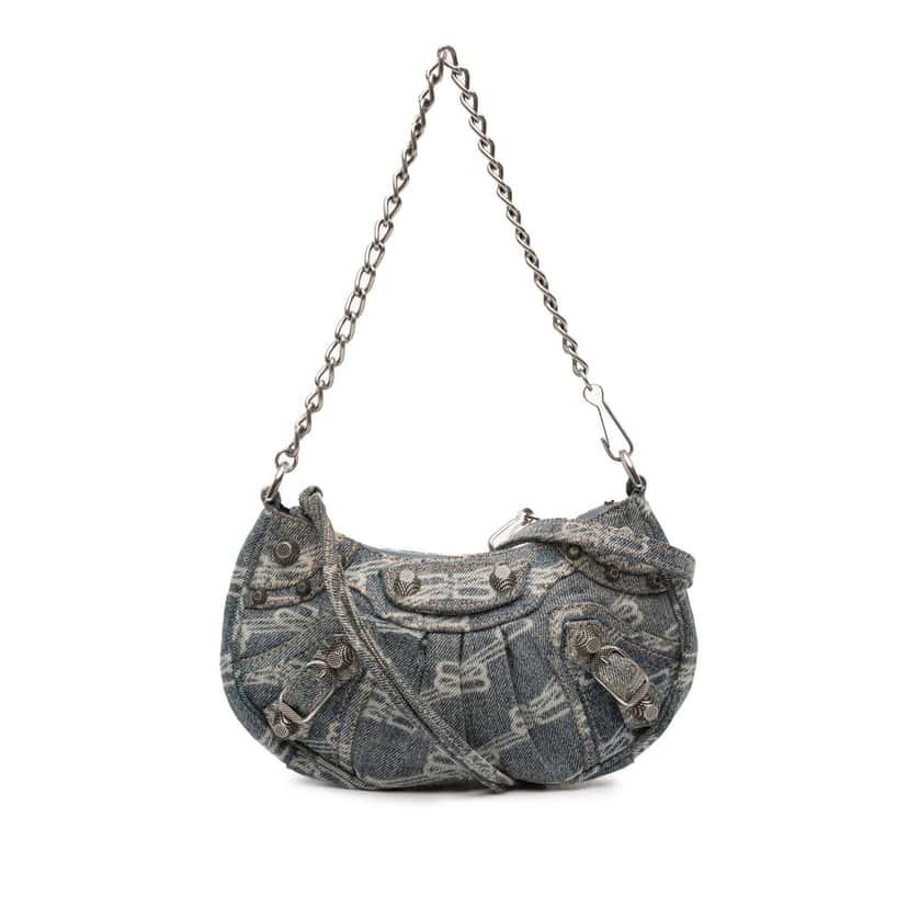 Balenciaga Mini BB Monogram Denim Le Cagole Blue Very good condition - Front View