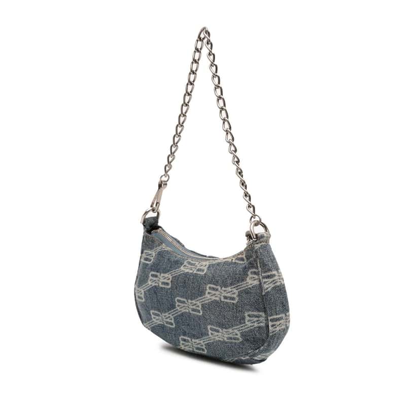 Balenciaga Mini BB Monogram Denim Le Cagole Blue Very good condition - Back View