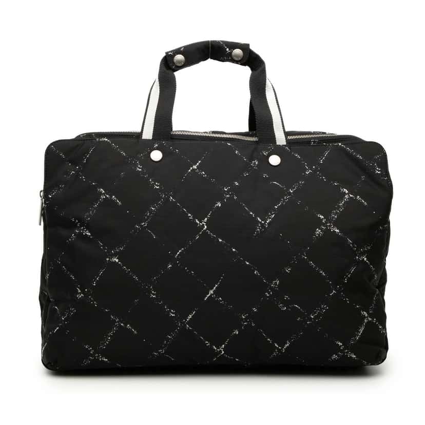 Chanel Old Travel Line Nylon Travel Bag Black Very good condition - Front View