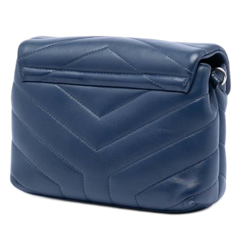 Saint Laurent Toy Matelasse Calfskin Monogram LouLou Crossbody Blue Leather Very good condition - Back View