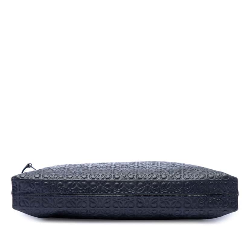 Loewe Embossed Anagram Leather Repeat T Clutch Blue Leather Very good condition - Inside View