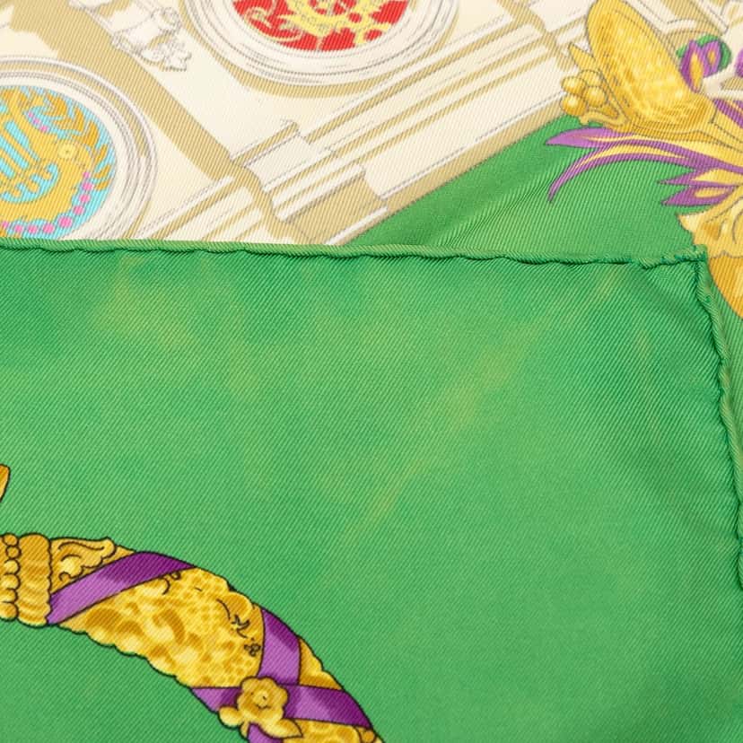 Hermès Hommage A Charles Garnier Silk Scarf 90 Green Very good condition - Inside View