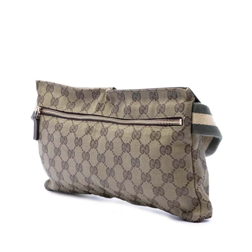 Gucci GG Canvas Web Double Pocket Belt Bag Beige Very good condition - Back View
