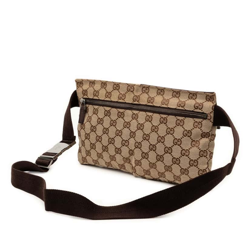 Gucci GG Canvas Double Pocket Belt Bag Beige Very good condition - Back View