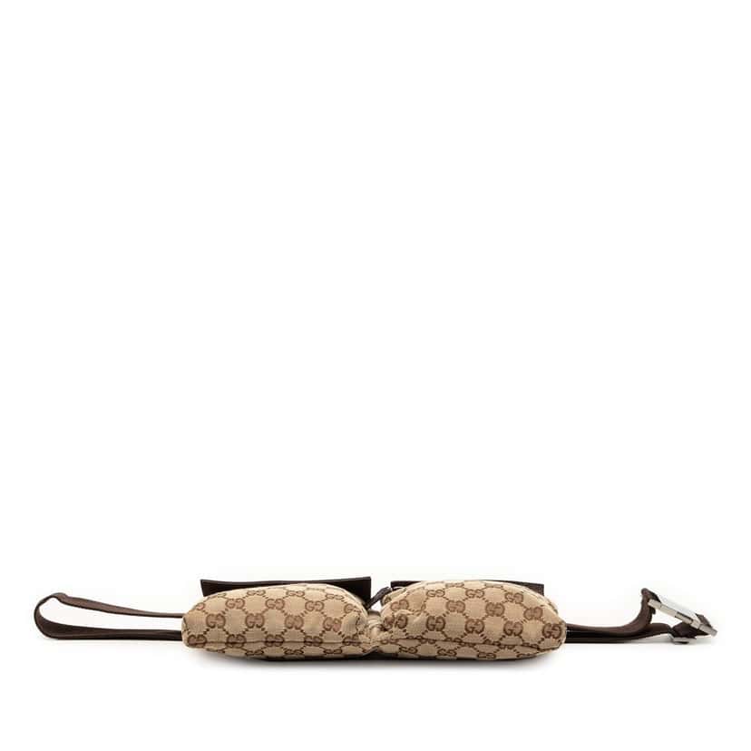 Gucci GG Canvas Double Pocket Belt Bag Beige Very good condition - Inside View