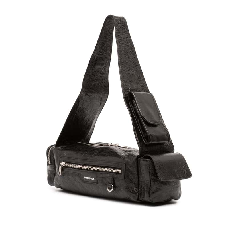 Balenciaga Lambskin Superbusy Sling Bag XS Black Leather Very good condition - Back View