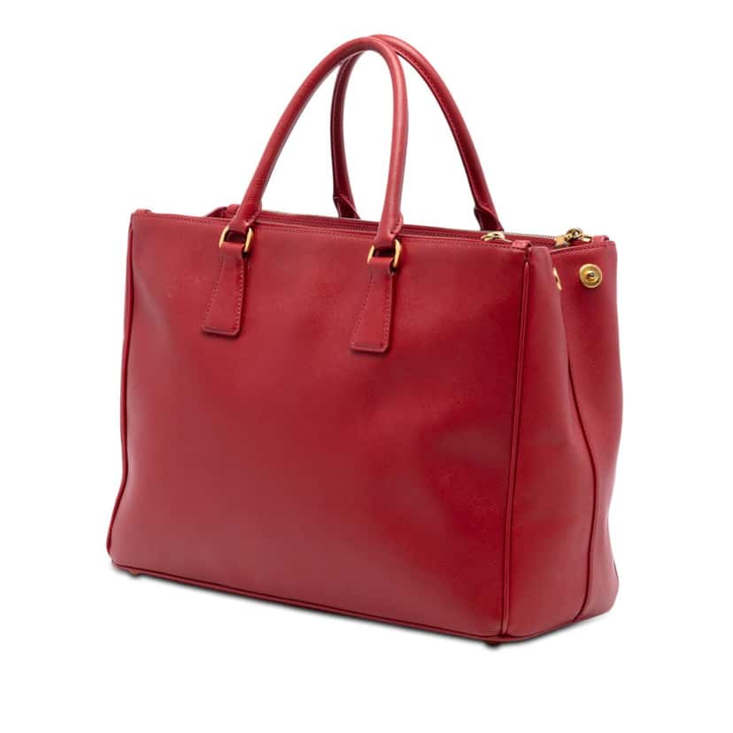 Prada Large Saffiano Lux Galleria Double Zip Satchel Red Leather Very good condition - Back View