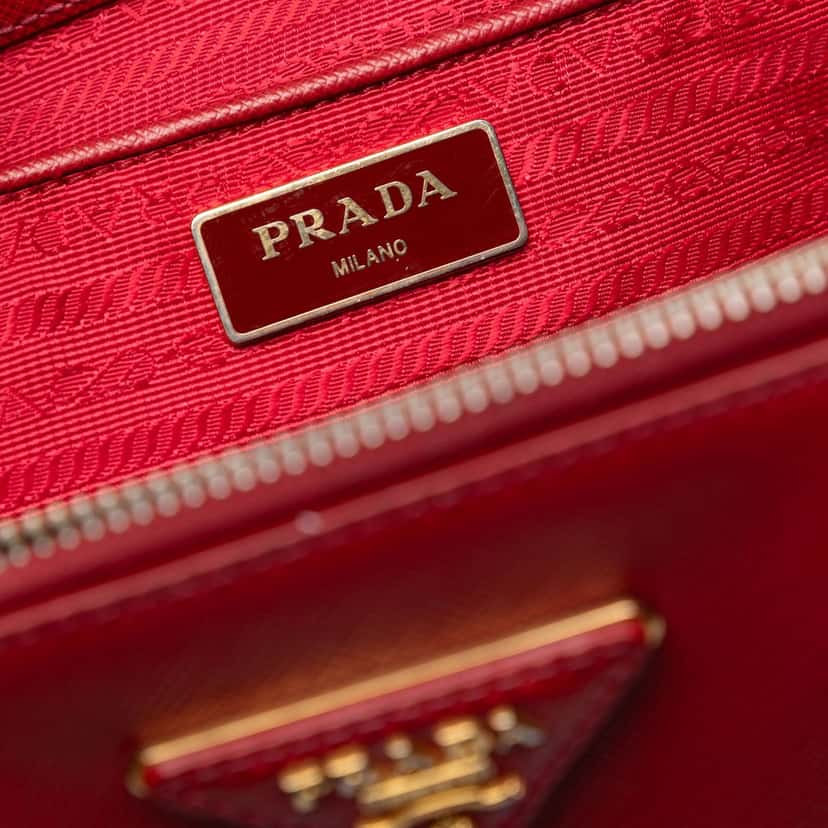 Prada Large Saffiano Lux Galleria Double Zip Satchel Red Leather Very good condition - Box View