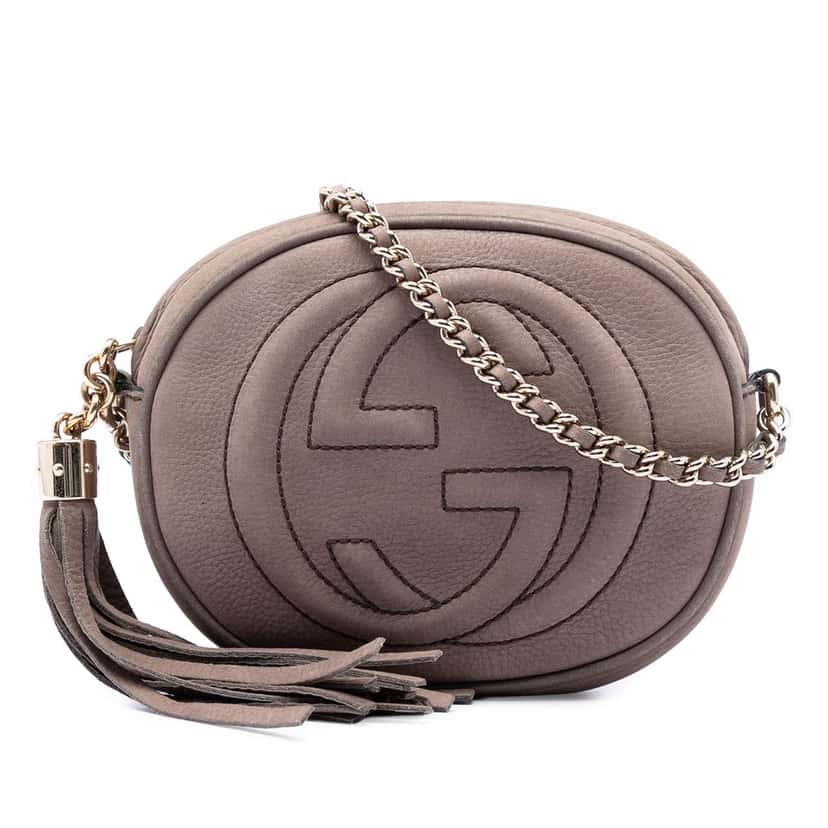Gucci Mini Nubuck Soho Chain Crossbody Brown Leather Very good condition - Front View