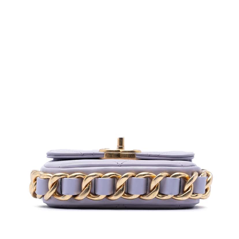 Chanel Mini Quilted Calfskin Framing Chain Flap Purple Leather Very good condition - Inside View