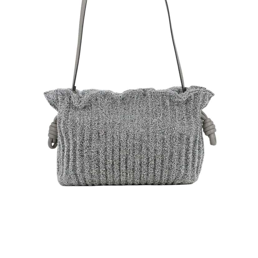Loewe Mini Metallic Lurex Flamenco Knot Crossbody Silver Very good condition - Front View
