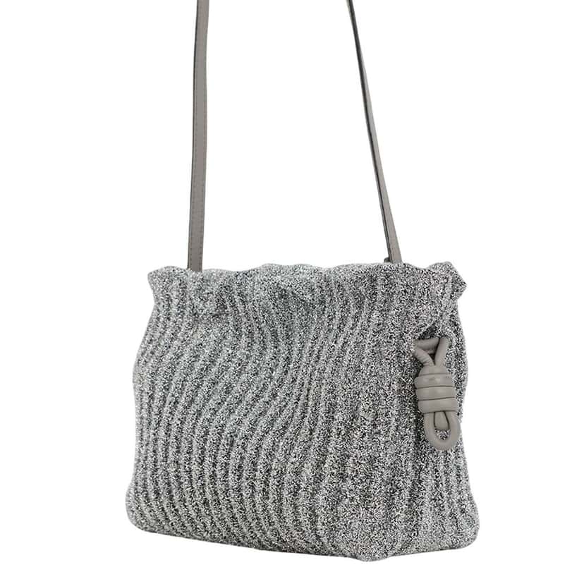 Loewe Mini Metallic Lurex Flamenco Knot Crossbody Silver Very good condition - Back View