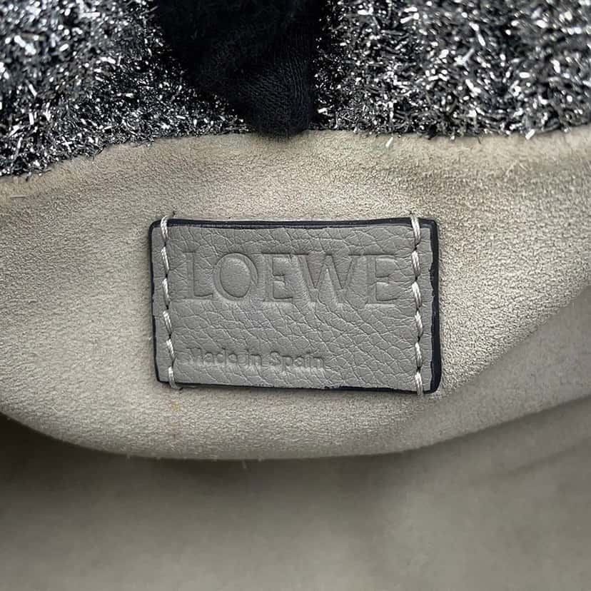 Loewe Mini Metallic Lurex Flamenco Knot Crossbody Silver Very good condition - Box View