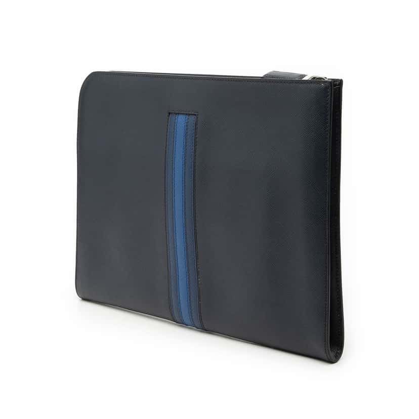 Prada Saffiano Lux Clutch Blue Leather Very good condition - Back View