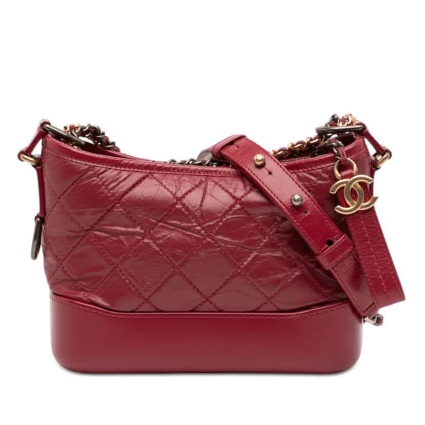 Chanel Small Aged Calfskin Gabrielle Crossbody Red Leather Very good condition - Front View