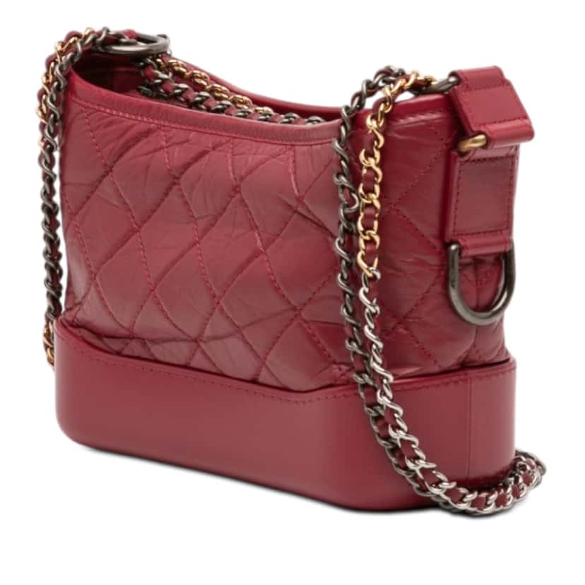 Chanel Small Aged Calfskin Gabrielle Crossbody Red Leather Very good condition - Back View