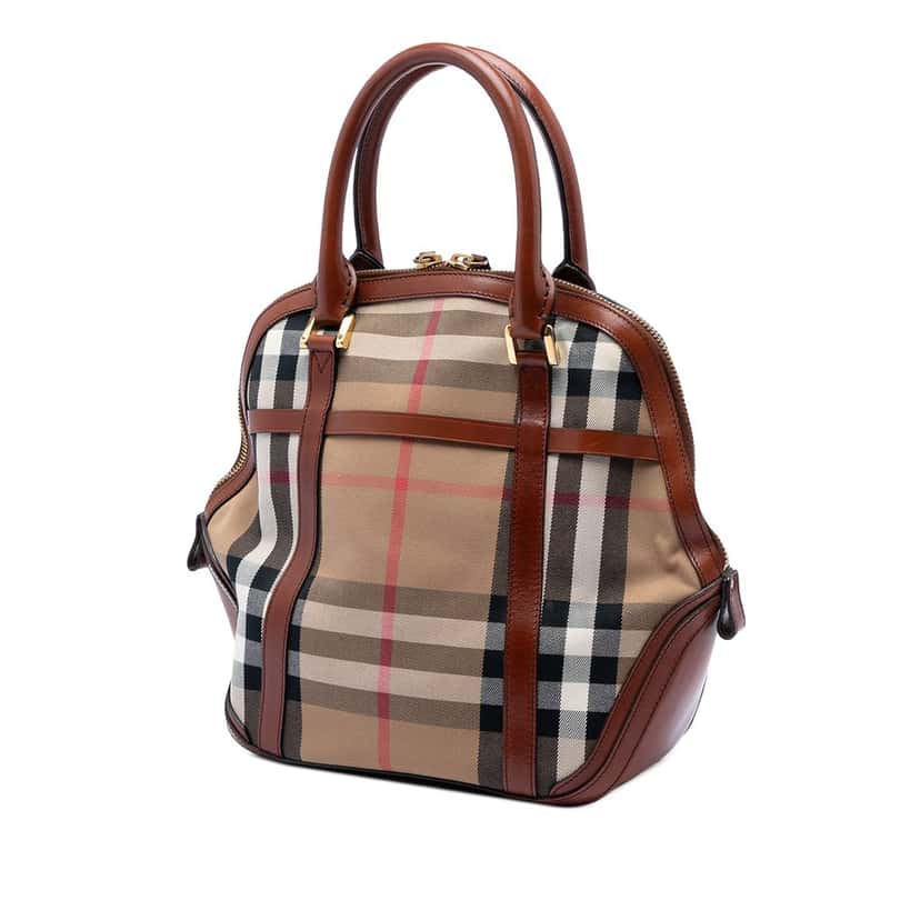 Burberry Medium House Check Canvas Bridle Orchard Handbag Brown Very good condition - Back View