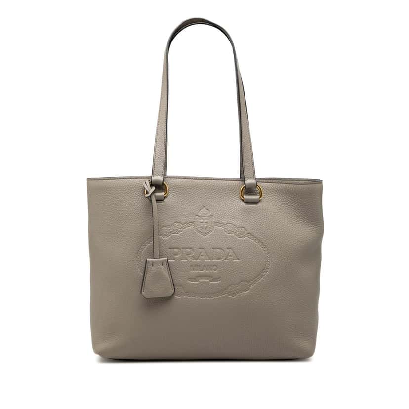 Prada Vitello Daino Canapa Logo Tote Brown Leather Very good condition - Front View