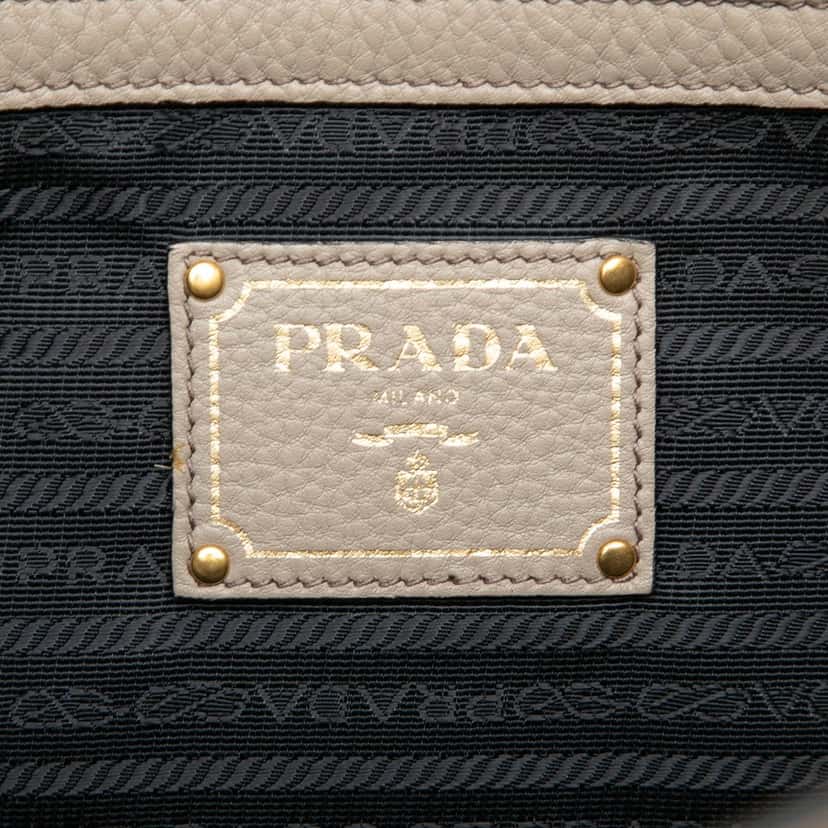 Prada Vitello Daino Canapa Logo Tote Brown Leather Very good condition - Box View