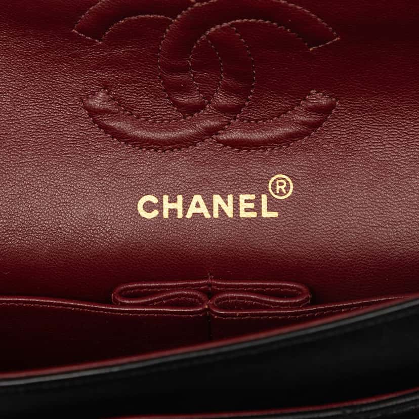 Chanel Small Classic Lambskin Double Flap Black Leather Very good condition - Box View