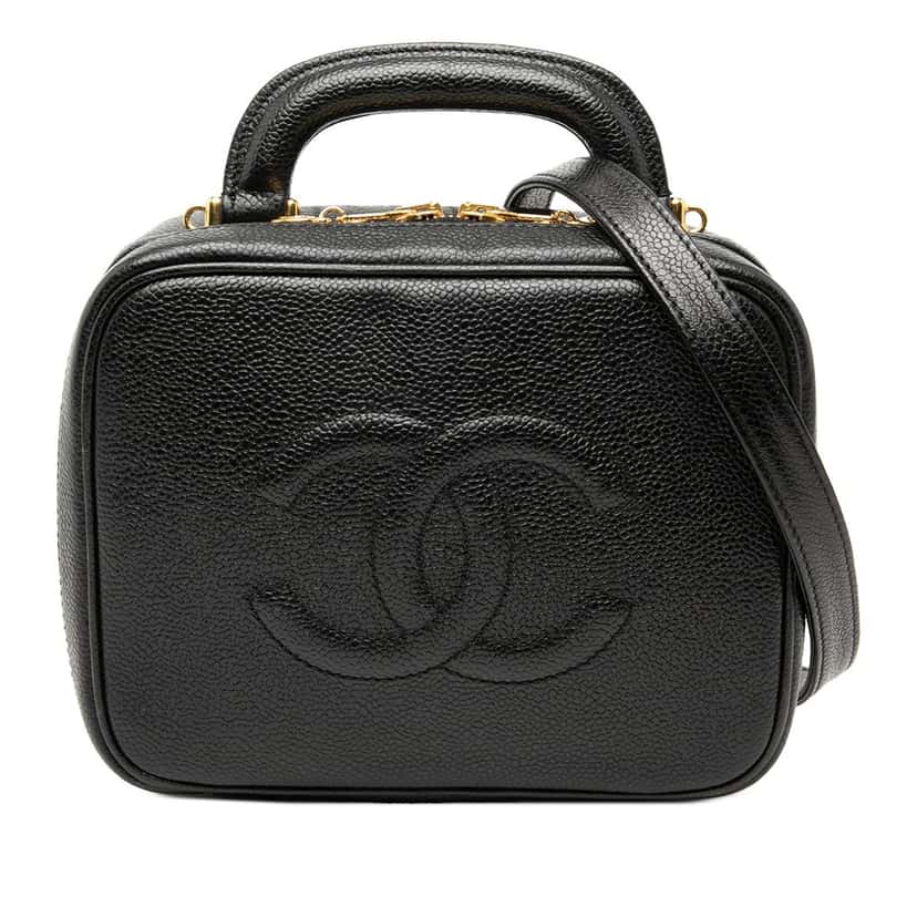 Chanel CC Caviar Vanity Case Black Leather Very good condition - Front View