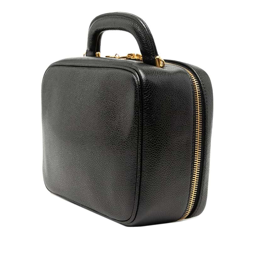 Chanel CC Caviar Vanity Case Black Leather Very good condition - Back View