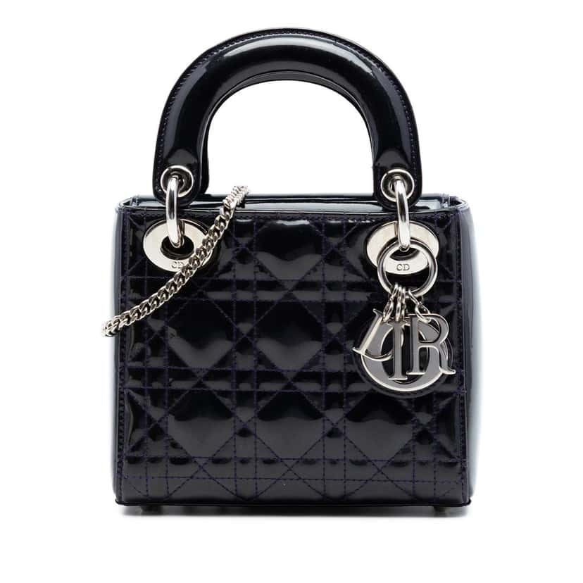 Dior Mini Patent Cannage Lady Dior Purple Leather Very good condition - Front View