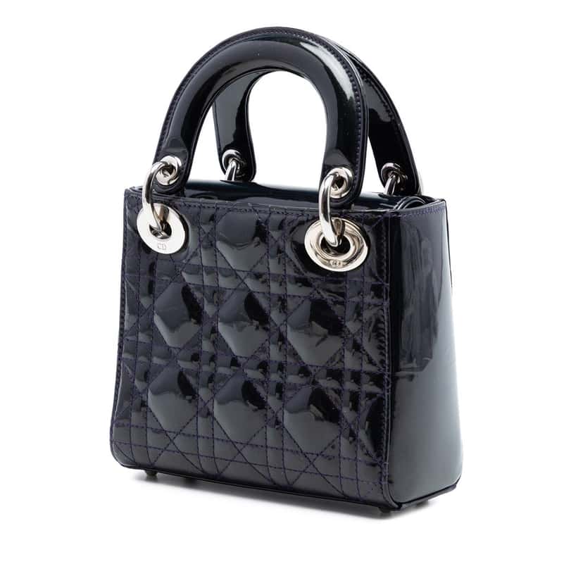 Dior Mini Patent Cannage Lady Dior Purple Leather Very good condition - Back View