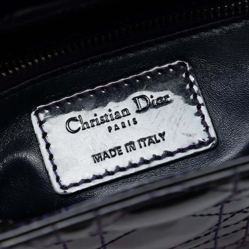 Dior Mini Patent Cannage Lady Dior Purple Leather Very good condition - Box View