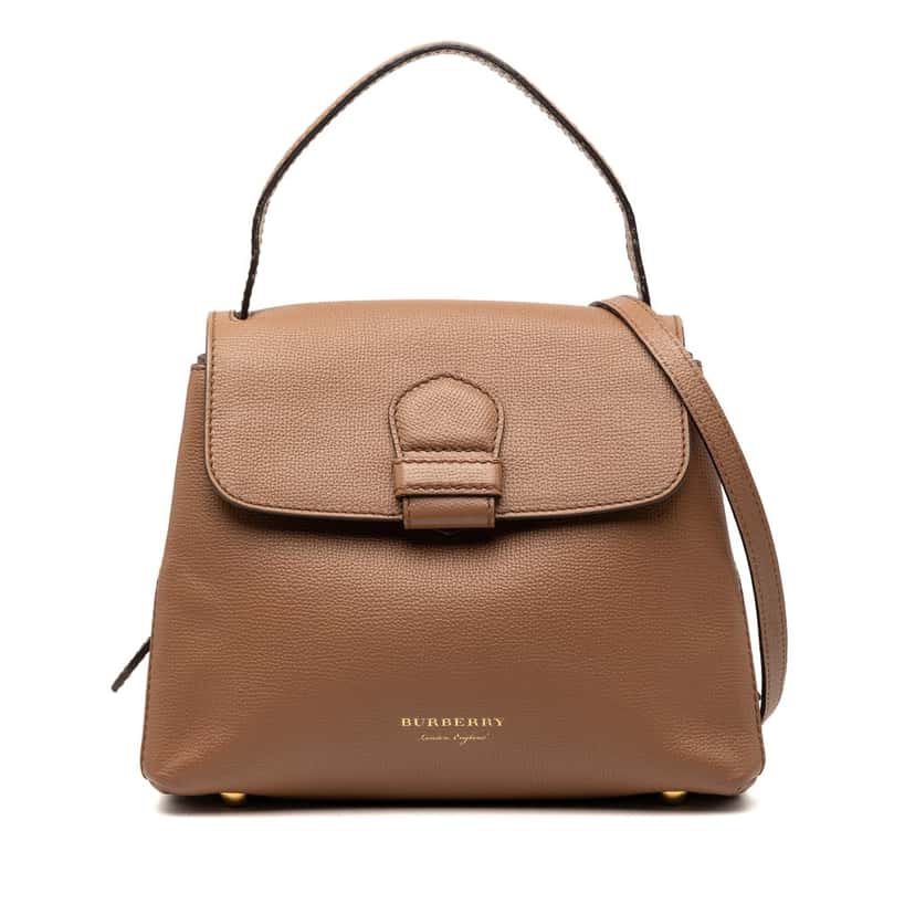 Burberry Small Calfskin and House Check Camberley Satchel Brown Leather Very good condition - Front View