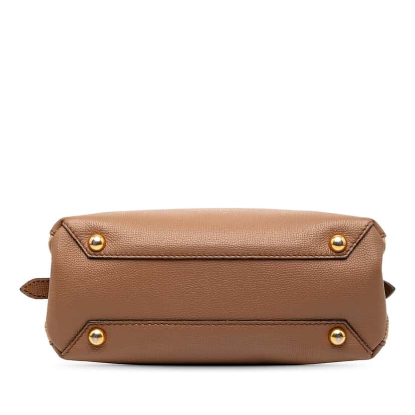 Burberry Small Calfskin and House Check Camberley Satchel Brown Leather Very good condition - Inside View